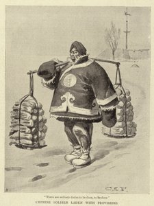 Soldat chinois chargé de provisions - Charles Edwin Fripp